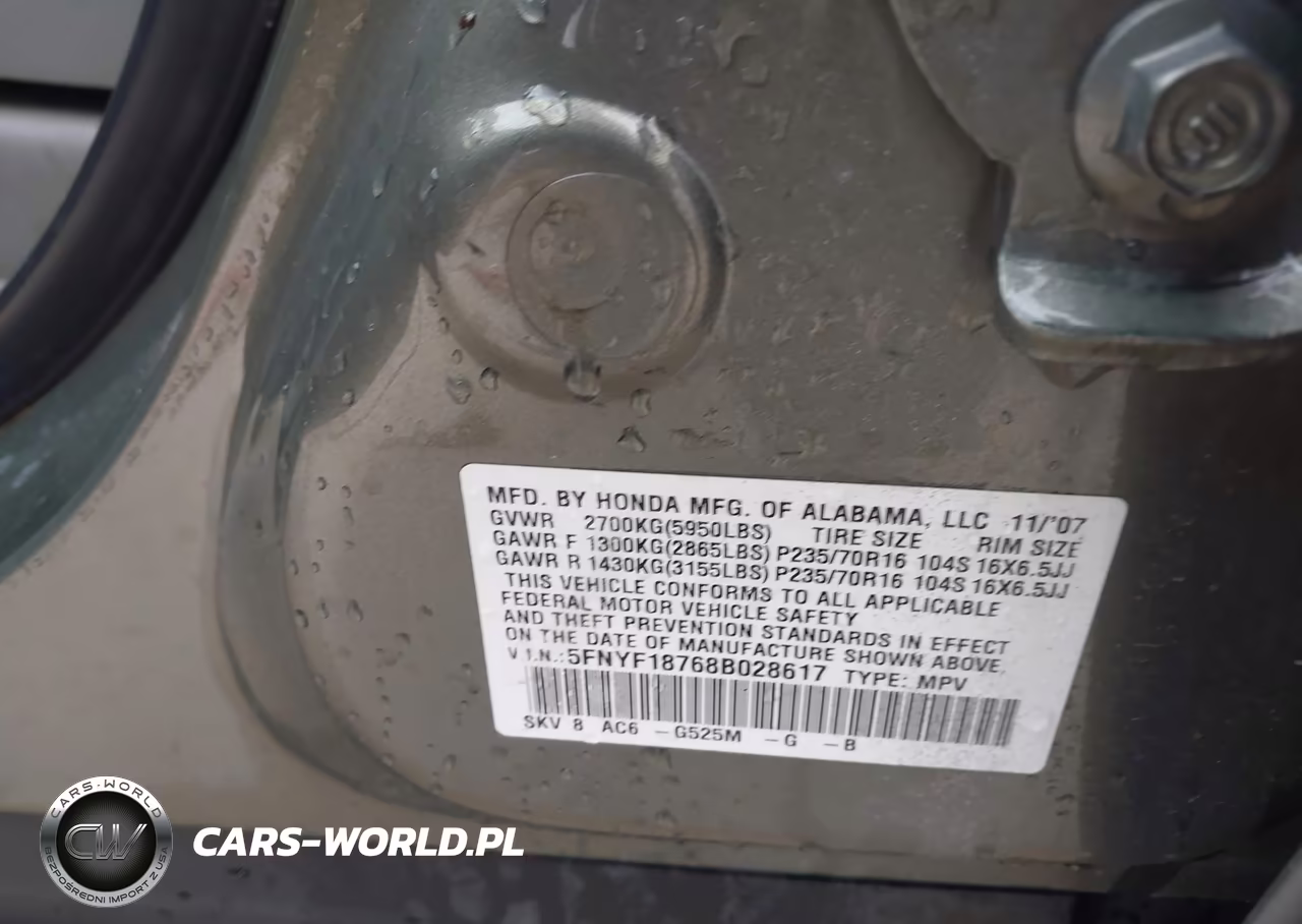 2008 Honda Pilot Ex-L VIN:5FNYF18768B028617 - 9