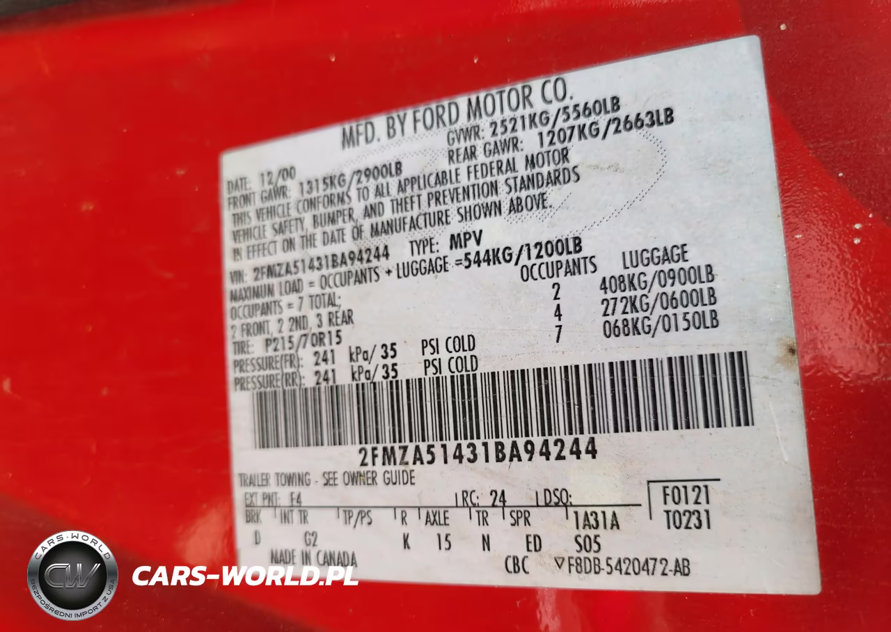2001 Ford Windstar Lx VIN:2FMZA51431BA94244 - 9