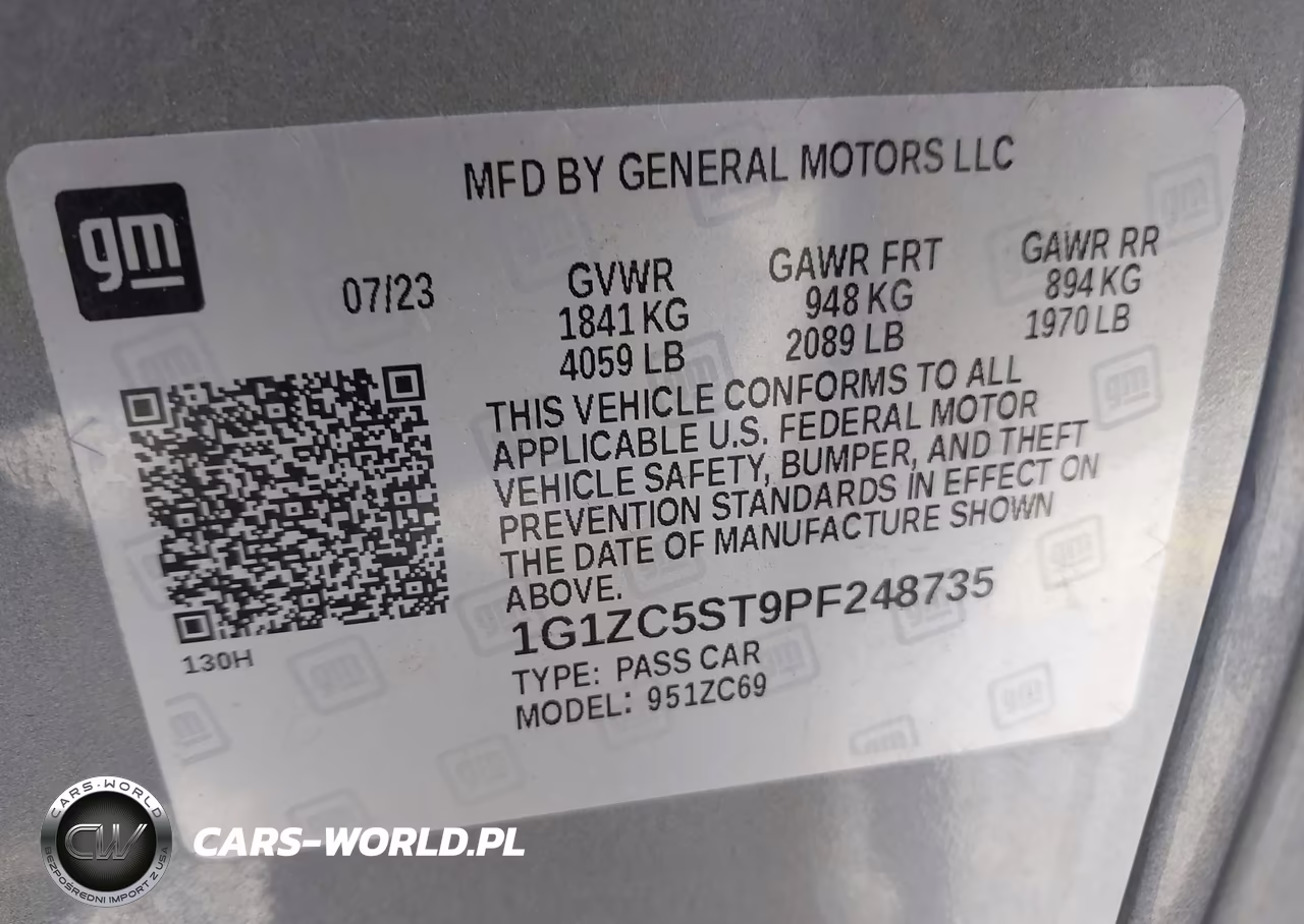 2023 Chevrolet Malibu Fwd 1Fl VIN:1G1ZC5ST9PF248735 - 9