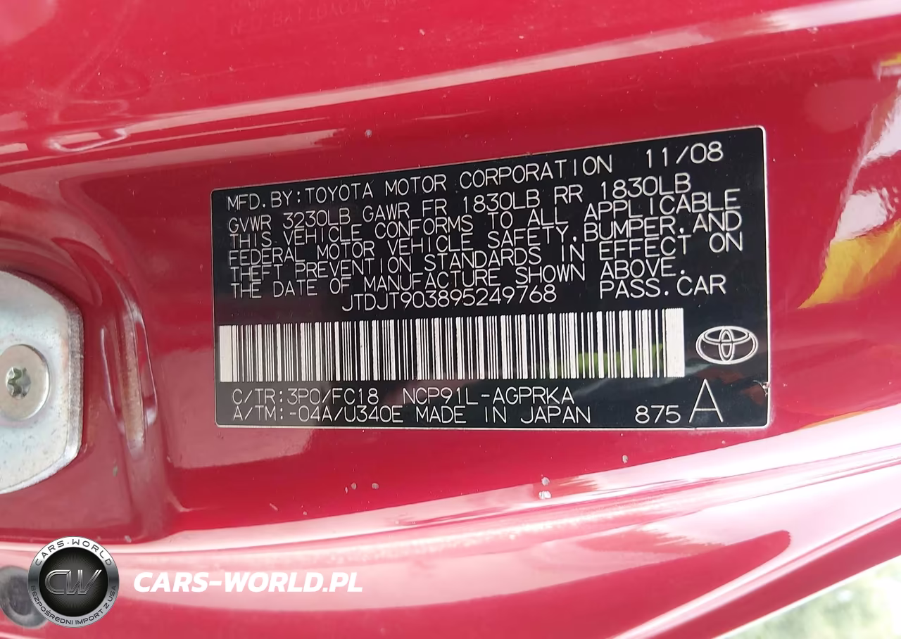 2009 Toyota Yaris VIN:JTDJT903895249768 - 9