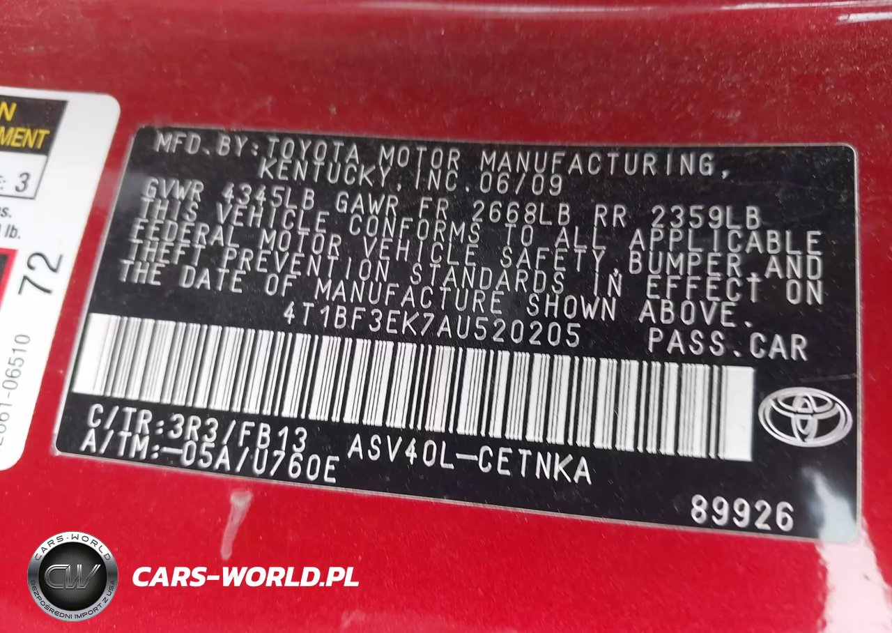 2010 Toyota Camry Le VIN:4T1BF3EK7AU520205 - 9