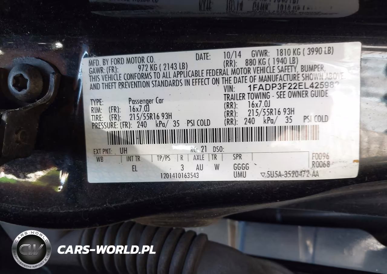 2014 Ford Focus Se VIN:1FADP3F22EL425982 - 9