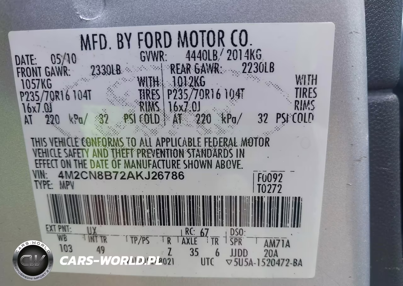 2010 Mercury Mariner VIN:4M2CN8B72AKJ26786 - 9