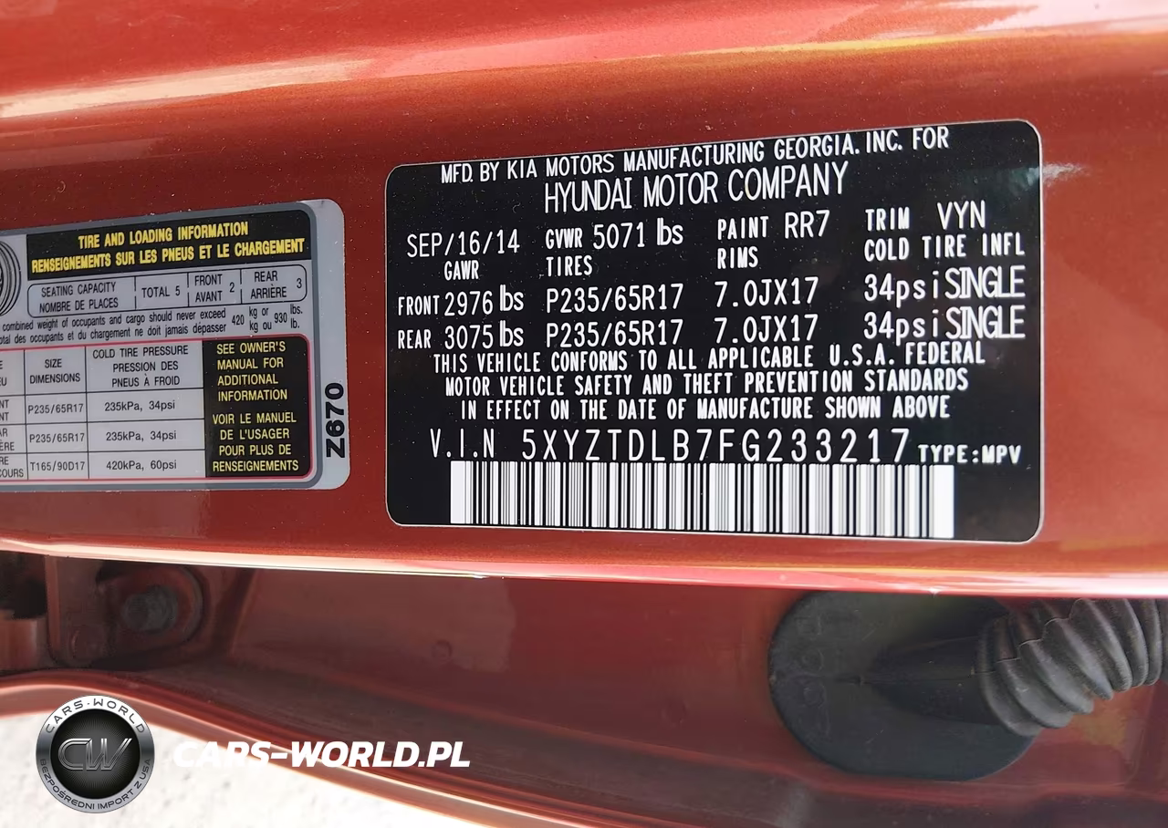 2015 Hyundai Santa Fe Sport 2.4L VIN:5XYZTDLB7FG233217 - 9