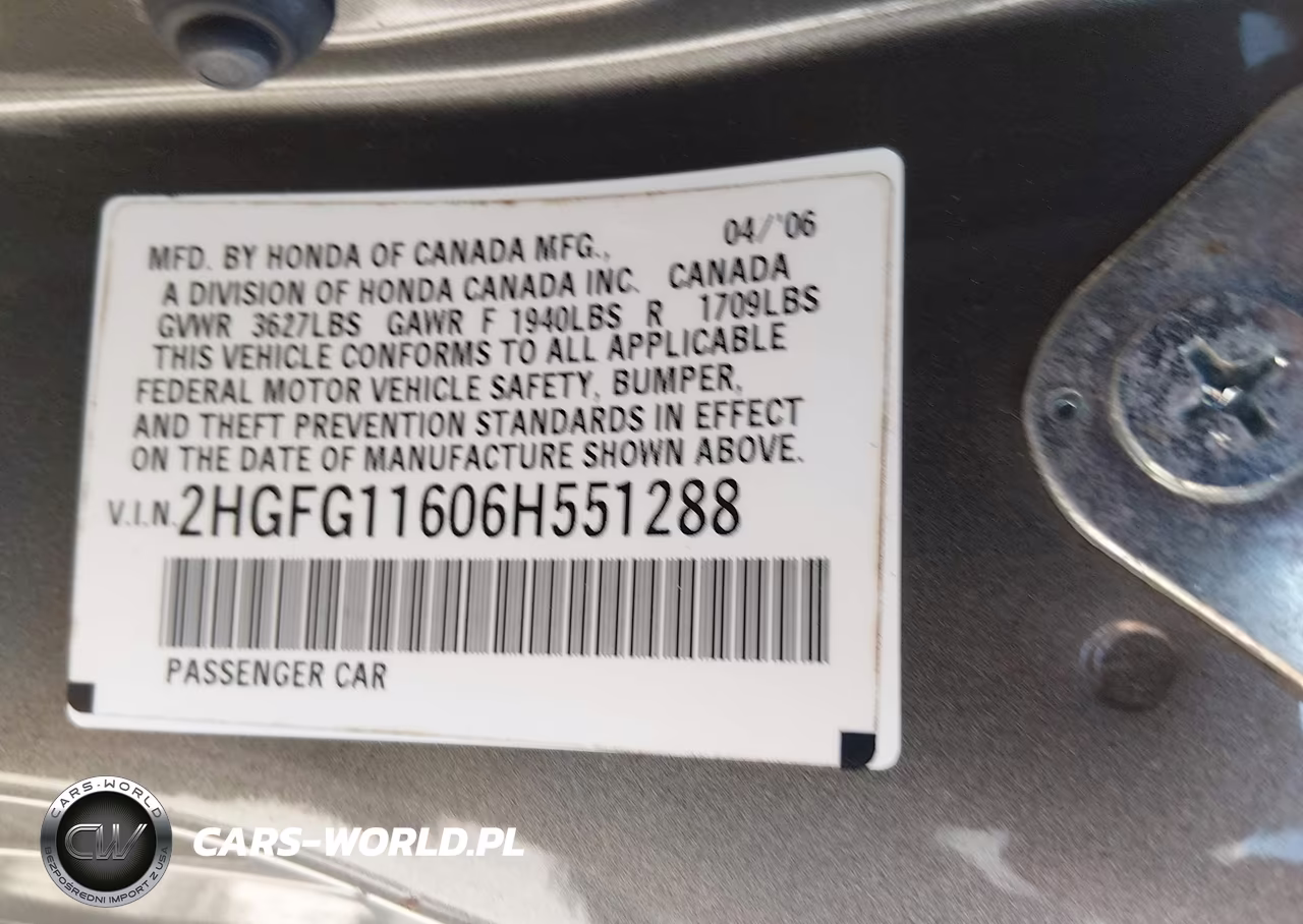 2006 Honda Civic Lx VIN:2HGFG11606H551288 - 9
