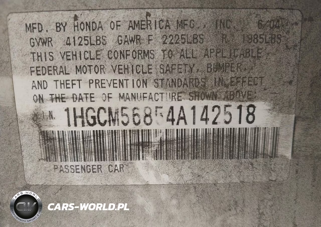 2004 Honda Accord 2.4 Ex VIN:1HGCM56854A142518 - 9