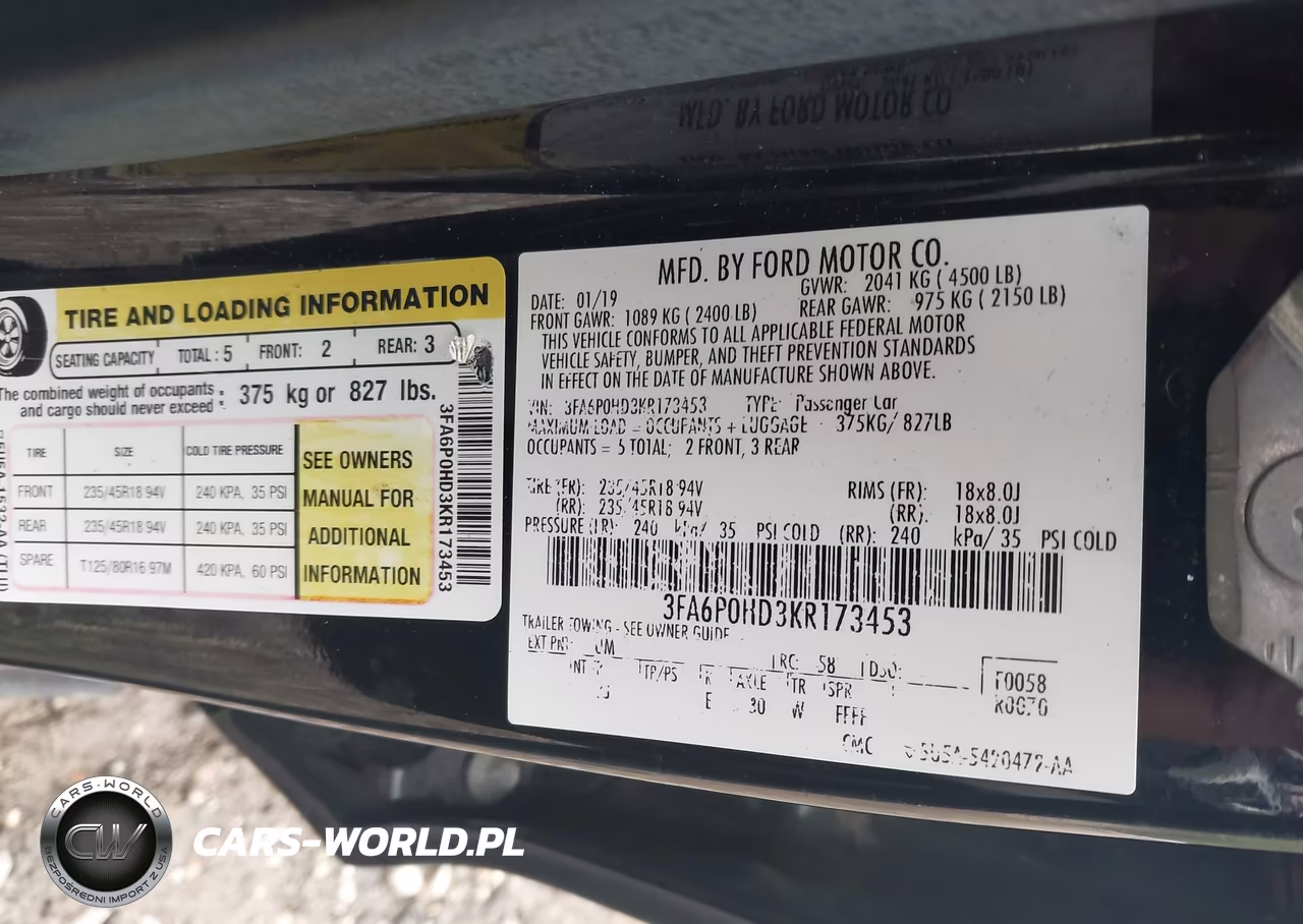 2019 Ford Fusion Se VIN:3FA6P0HD3KR173453 - 9