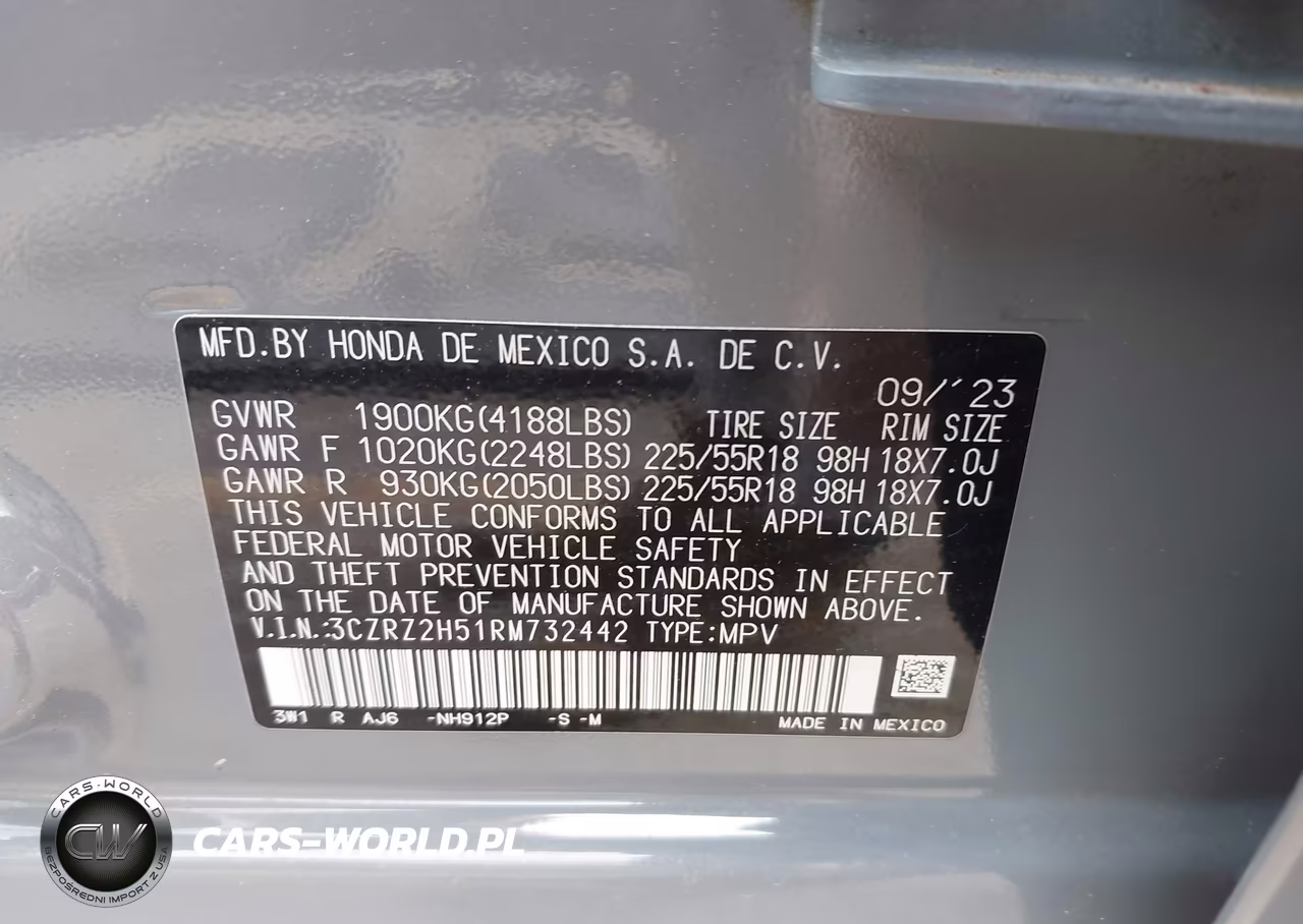 2024 Honda Hr-V Awd Sport-Awd Sport W-O Bsi VIN:3CZRZ2H51RM732442 - 9