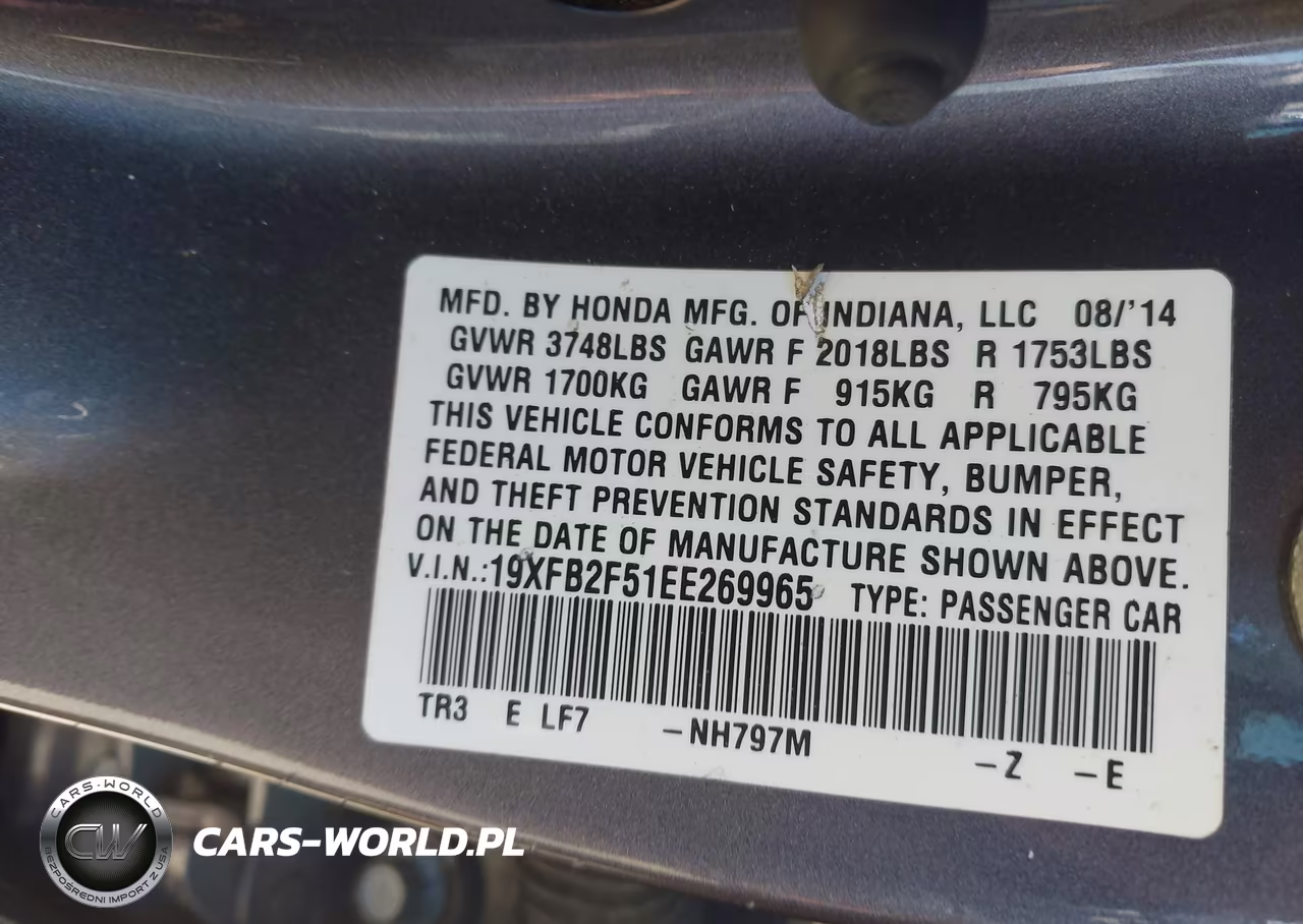 2014 Honda Civic Lx VIN:19XFB2F51EE269965 - 9