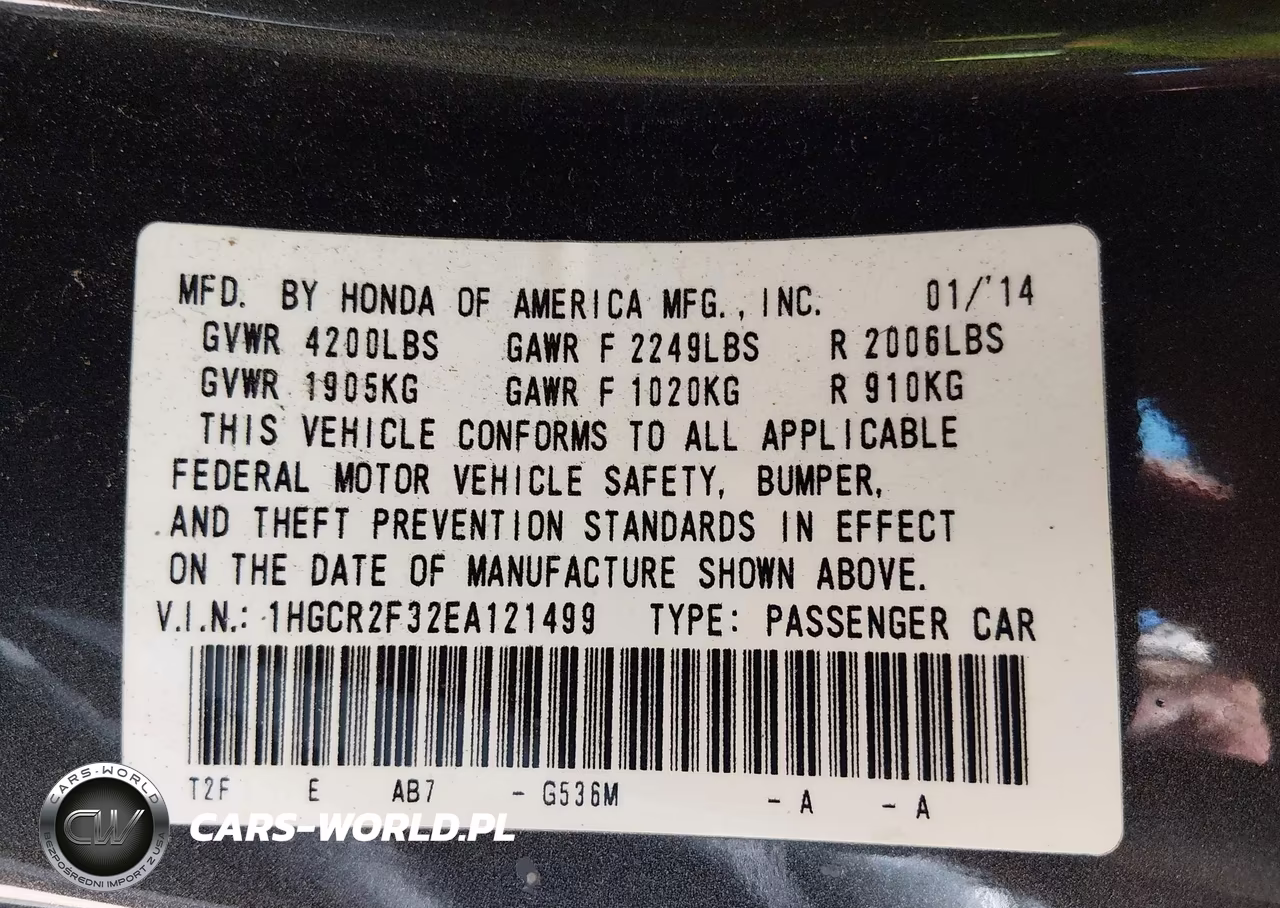 HONDA ACCORD LX VIN:1HGCR2F32EA121499 - 9