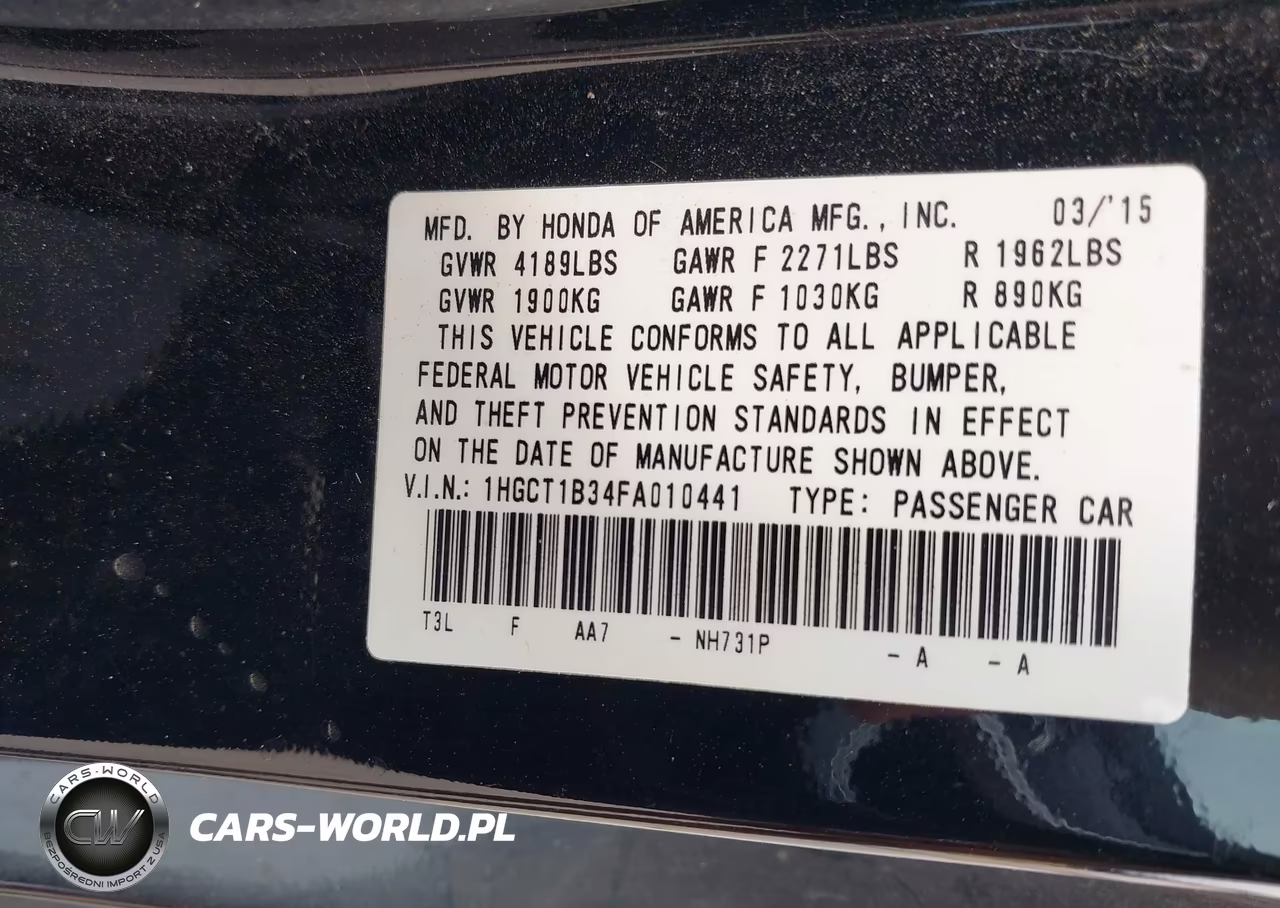 2015 Honda Accord Lx-S VIN:1HGCT1B34FA010441 - 9