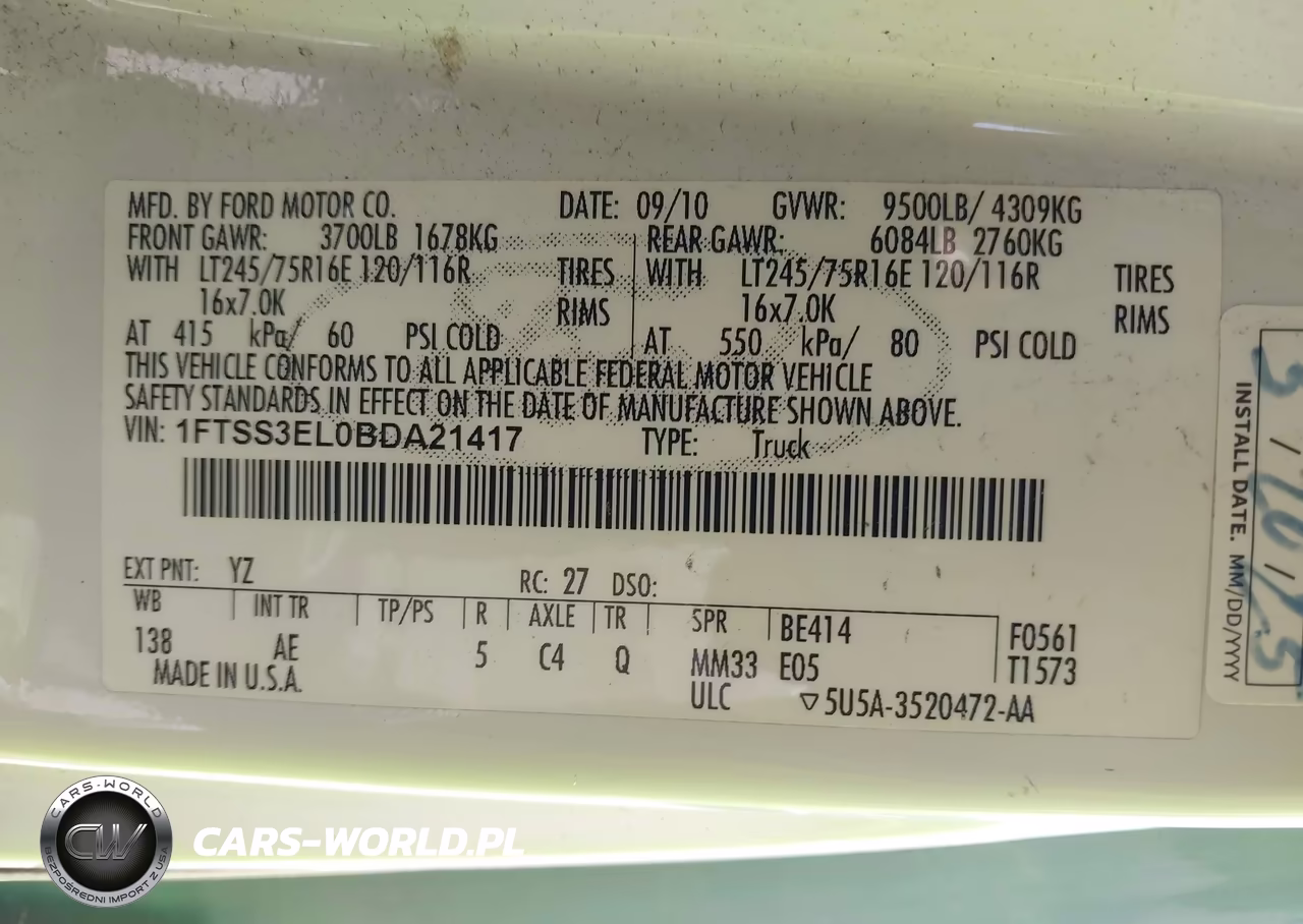 2011 Ford E-350 Super Duty Commercial VIN:1FTSS3EL0BDA21417 - 9