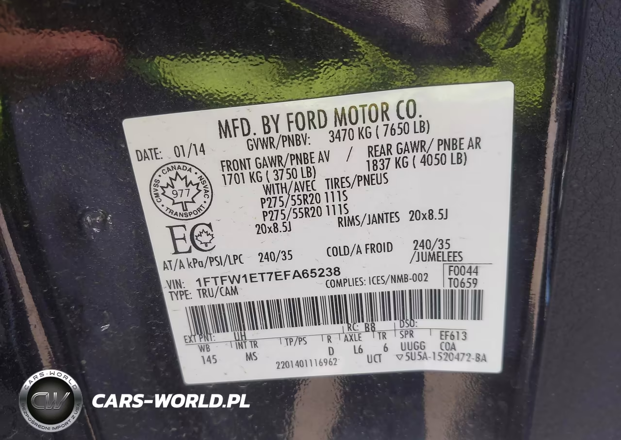 2014 Ford F-150 Xlt VIN:1FTFW1ET7EFA65238 - 9