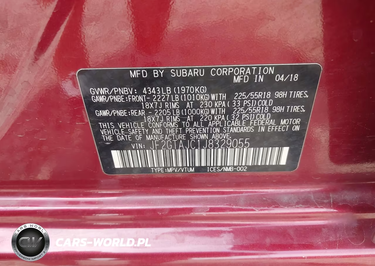 2018 Subaru Crosstrek 2.0I Limited VIN:JF2GTAJC1J8329055 - 9