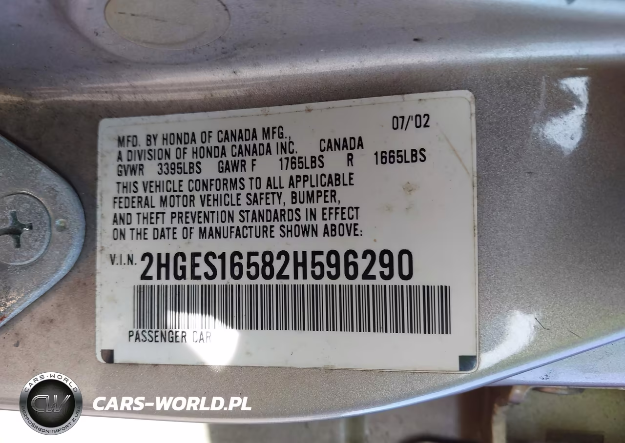 2002 Honda Civic Lx VIN:2HGES16582H596290 - 9