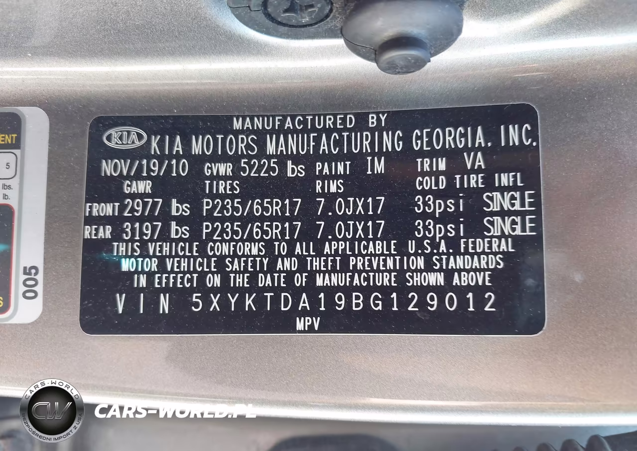 2011 Kia Sorento Lx VIN:5XYKTDA19BG129012 - 9