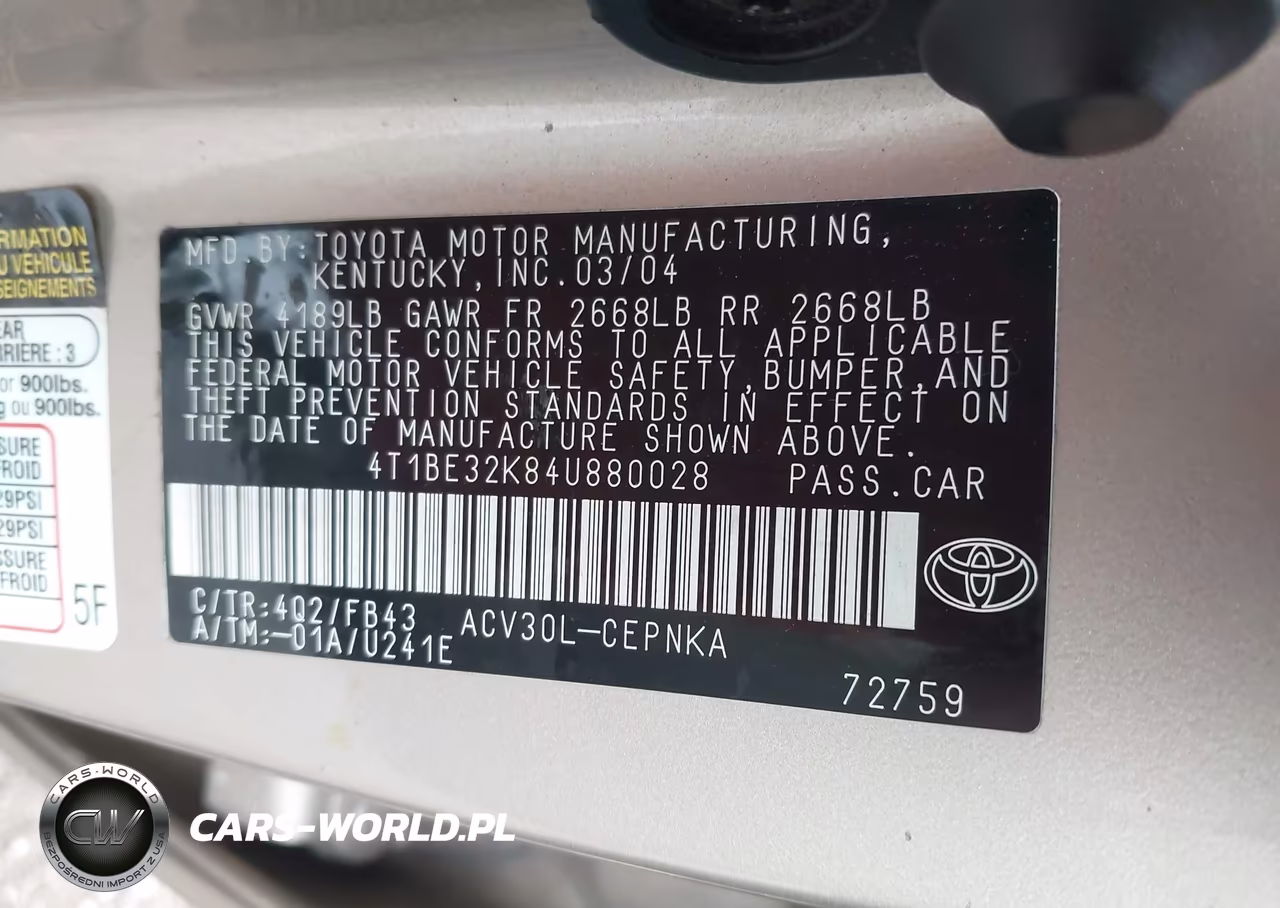 2004 Toyota Camry Le VIN:4T1BE32K84U880028 - 9
