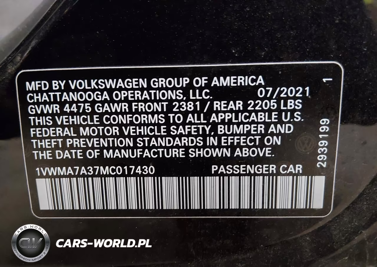 2021 Volkswagen Passat 2.0T R-Line VIN:1VWMA7A37MC017430 - 9
