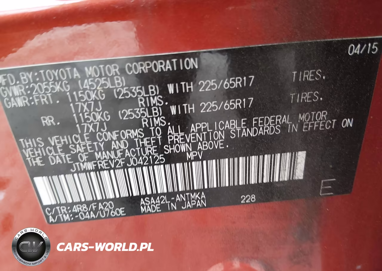 2015 Toyota Rav4 Xle VIN:JTMWFREV2FJ042125 - 9