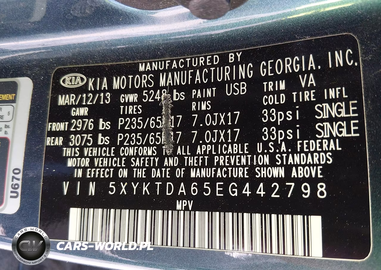 2014 Kia Sorento Lx VIN:5XYKTDA65EG442798 - 9