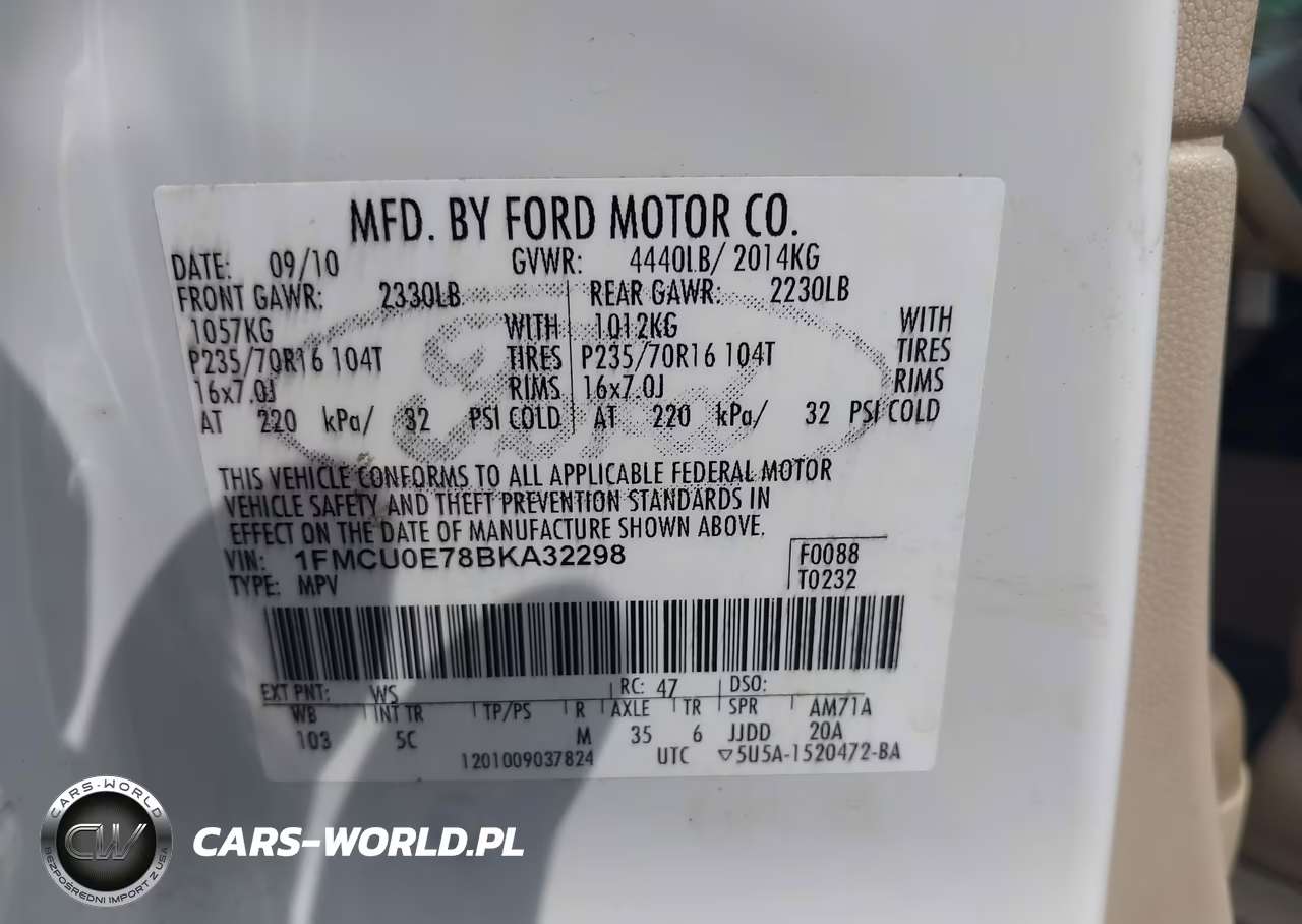 2011 Ford Escape Limited VIN:1FMCU0E78BKA32298 - 9
