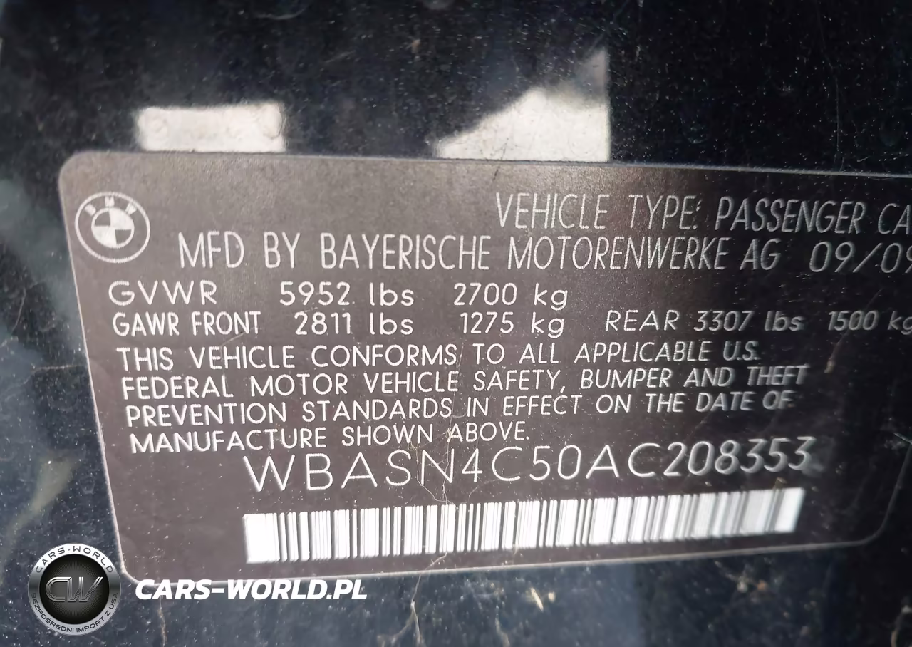 2010 BMW 550I Gran Turismo VIN:WBASN4C50AC208353 - 9
