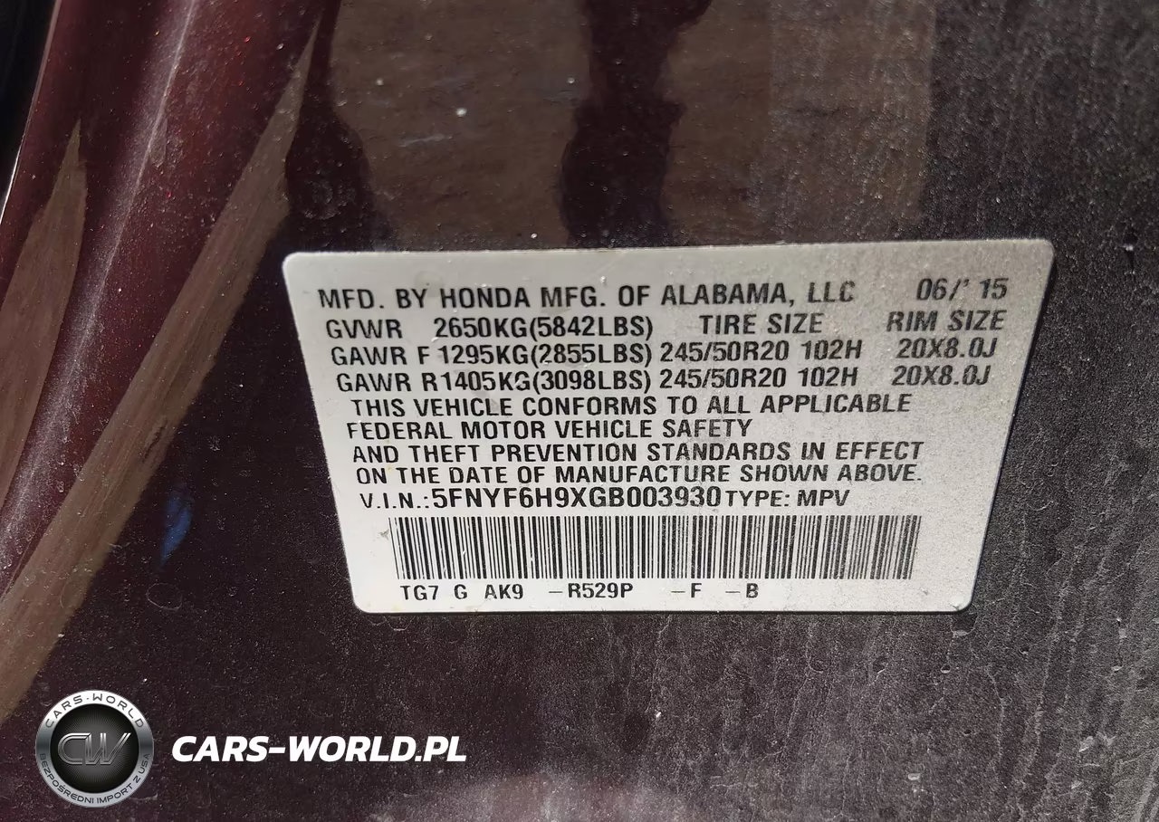 2016 Honda Pilot Touring VIN:5FNYF6H9XGB003930 - 9