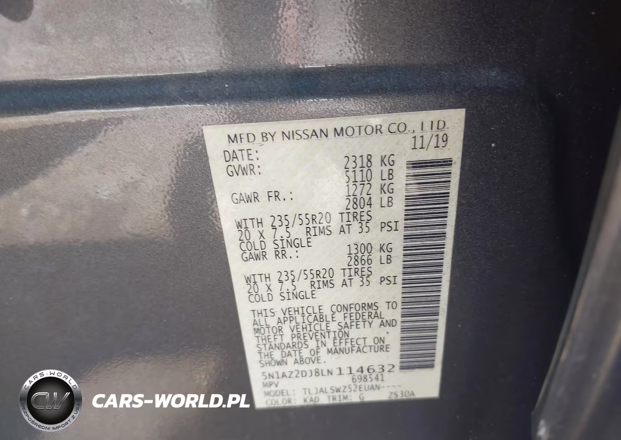 2020 Nissan Murano Platinum Fwd VIN:5N1AZ2DJ8LN114632 - 9