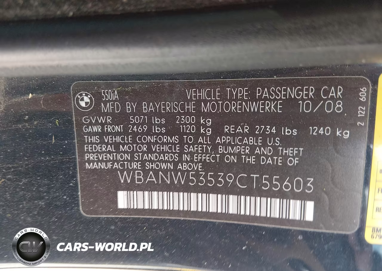 2009 BMW 550I VIN:WBANW53539CT55603 - 9
