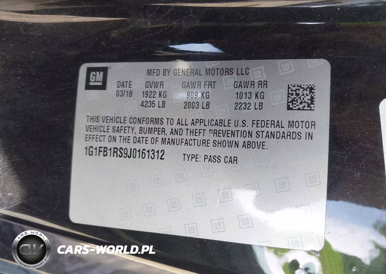 2018 Chevrolet Camaro 1Lt VIN:1G1FB1RS9J0161312 - 9