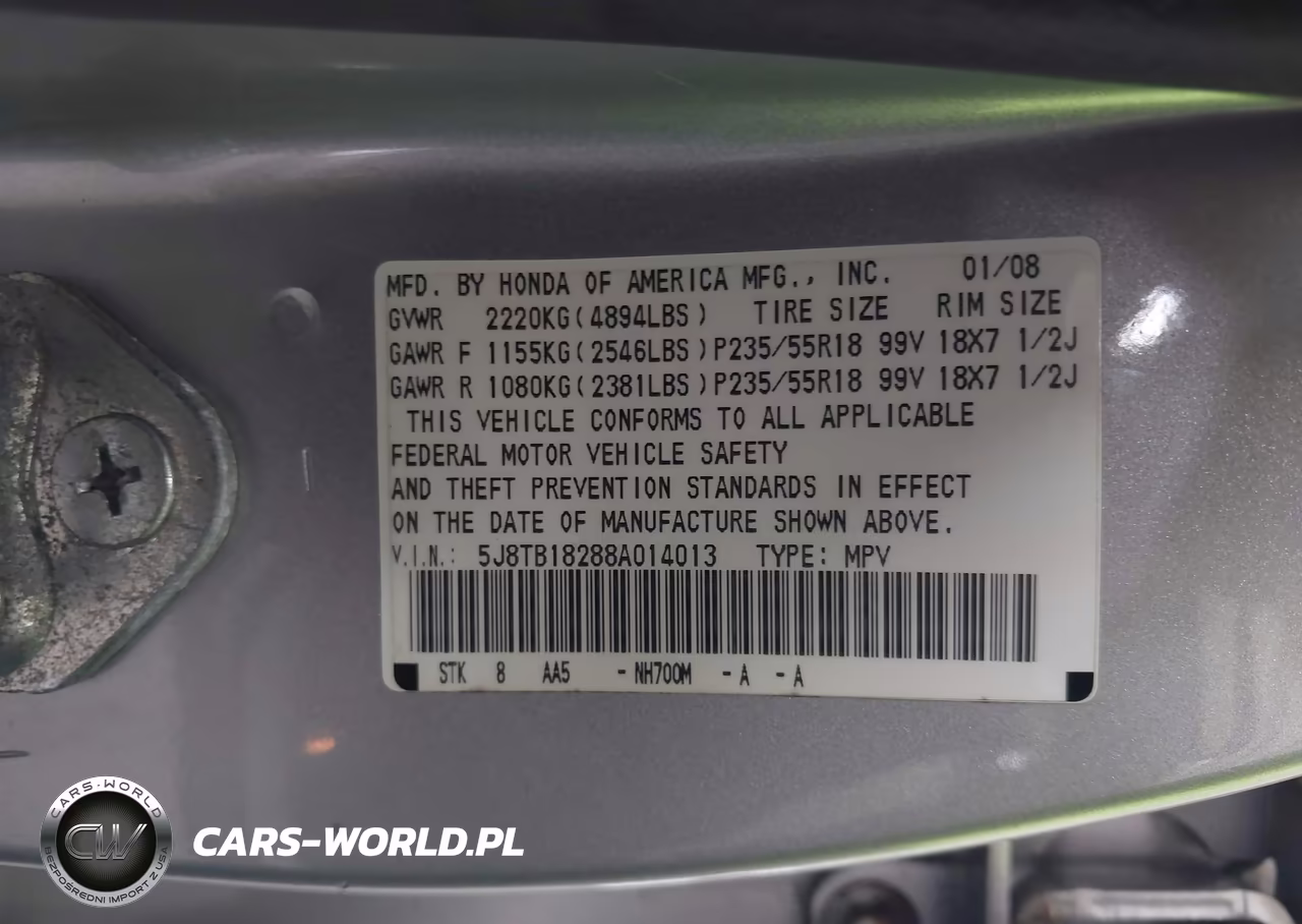 2008 Acura Rdx VIN:5J8TB18288A014013 - 9