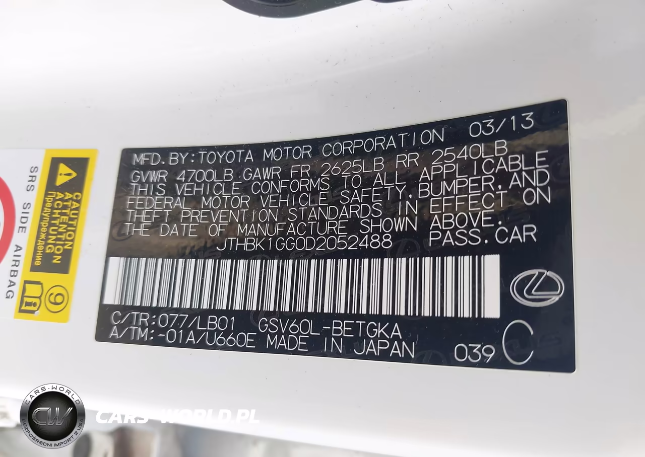 2013 Lexus Es 350 VIN:JTHBK1GG0D2052488 - 9