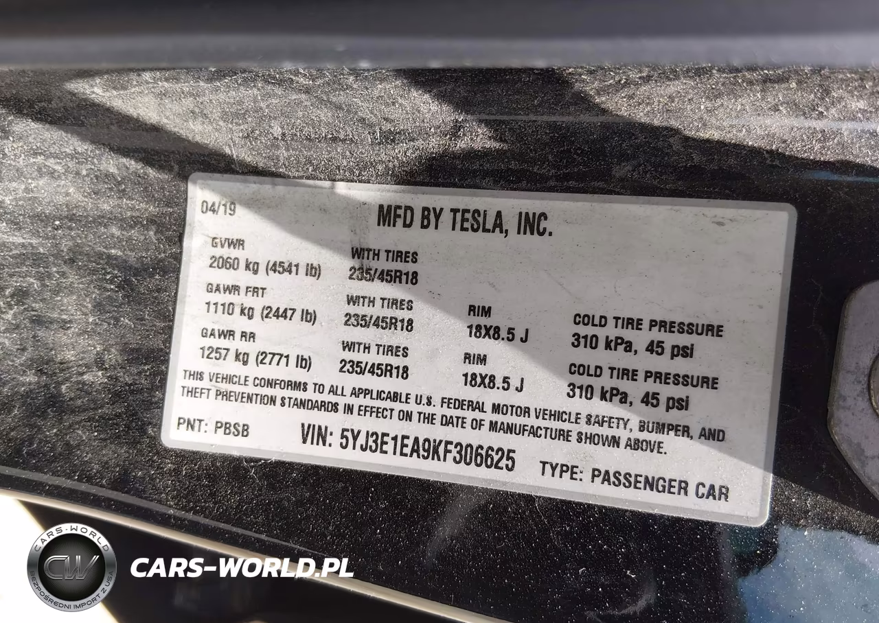 2019 Tesla Model 3 Long Range-Mid Range-Standard Range-Standard Range Plus VIN:5YJ3E1EA9KF306625 - 9