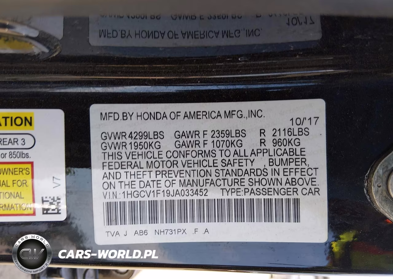 2018 Honda Accord Lx VIN:1HGCV1F19JA033452 - 9