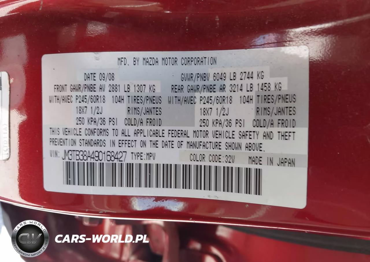 2009 Mazda Cx-9 Touring VIN:JM3TB38A490168427 - 9