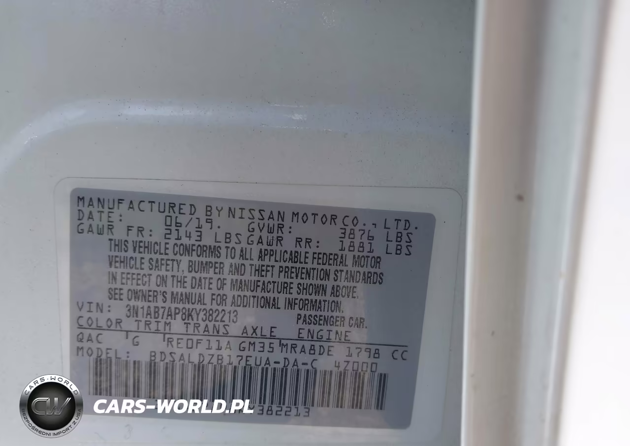 2019 Nissan Sentra Sv VIN:3N1AB7AP8KY382213 - 9
