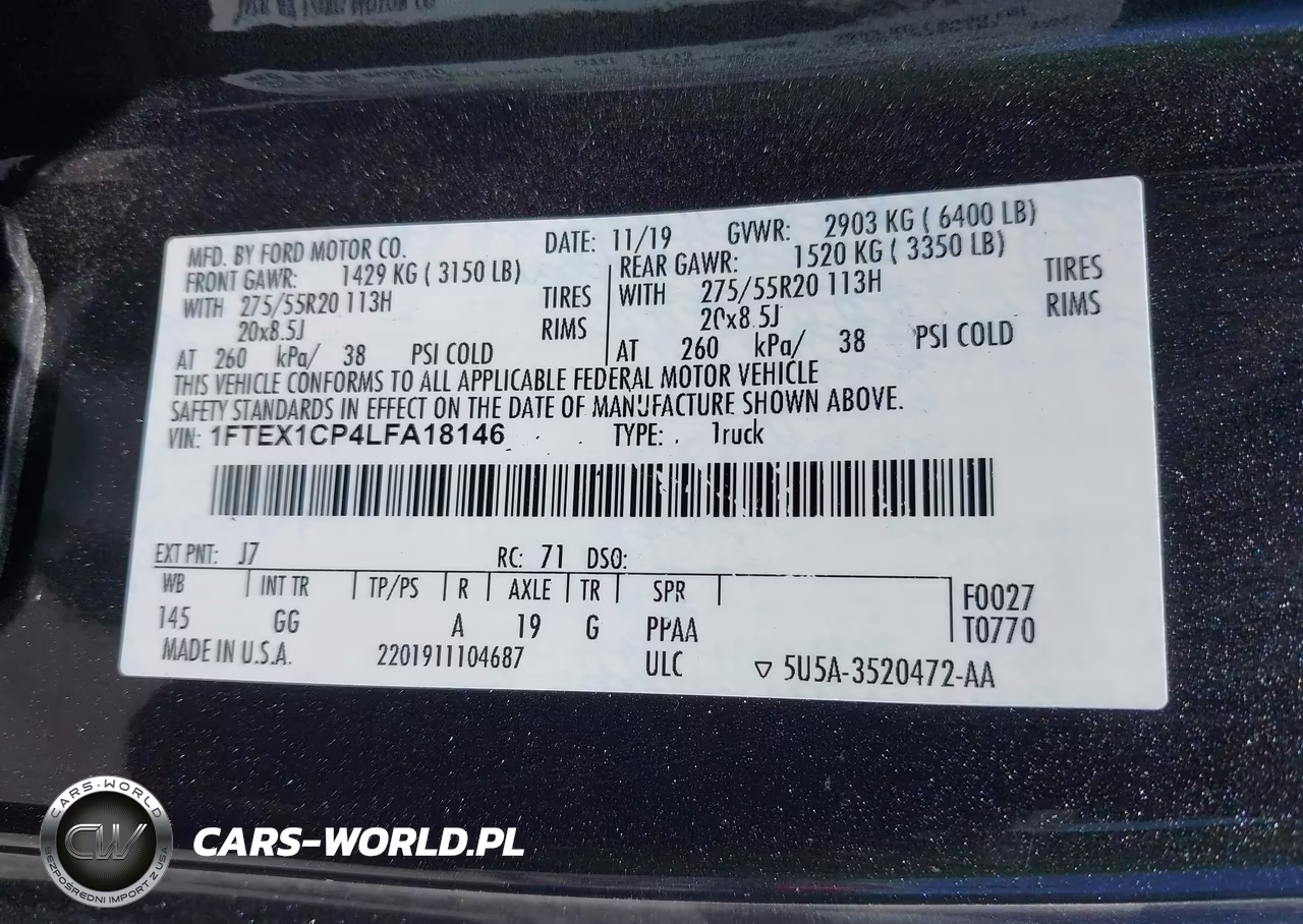2020 Ford F-150 Xl VIN:1FTEX1CP4LFA18146 - 9