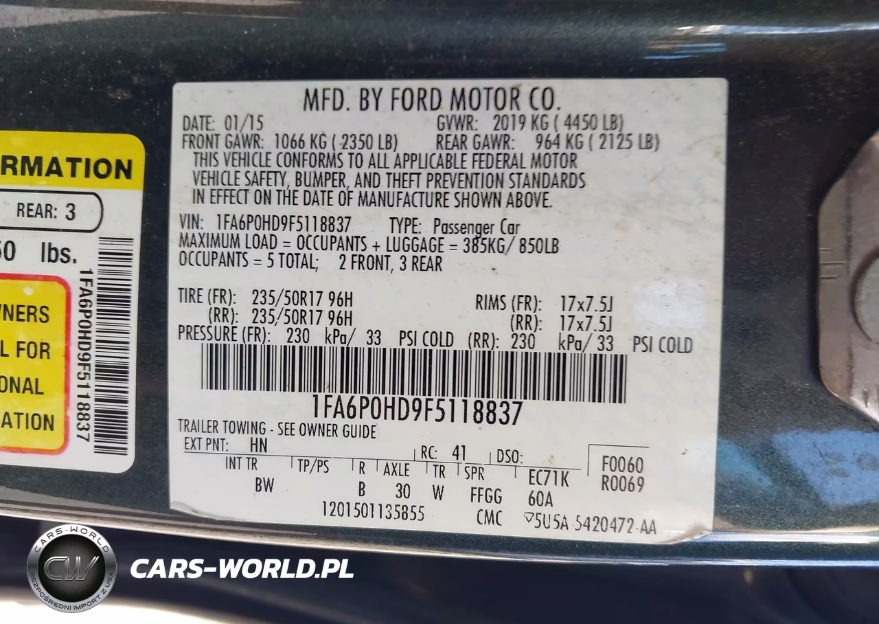 2015 Ford Fusion Se VIN:1FA6P0HD9F5118837 - 9