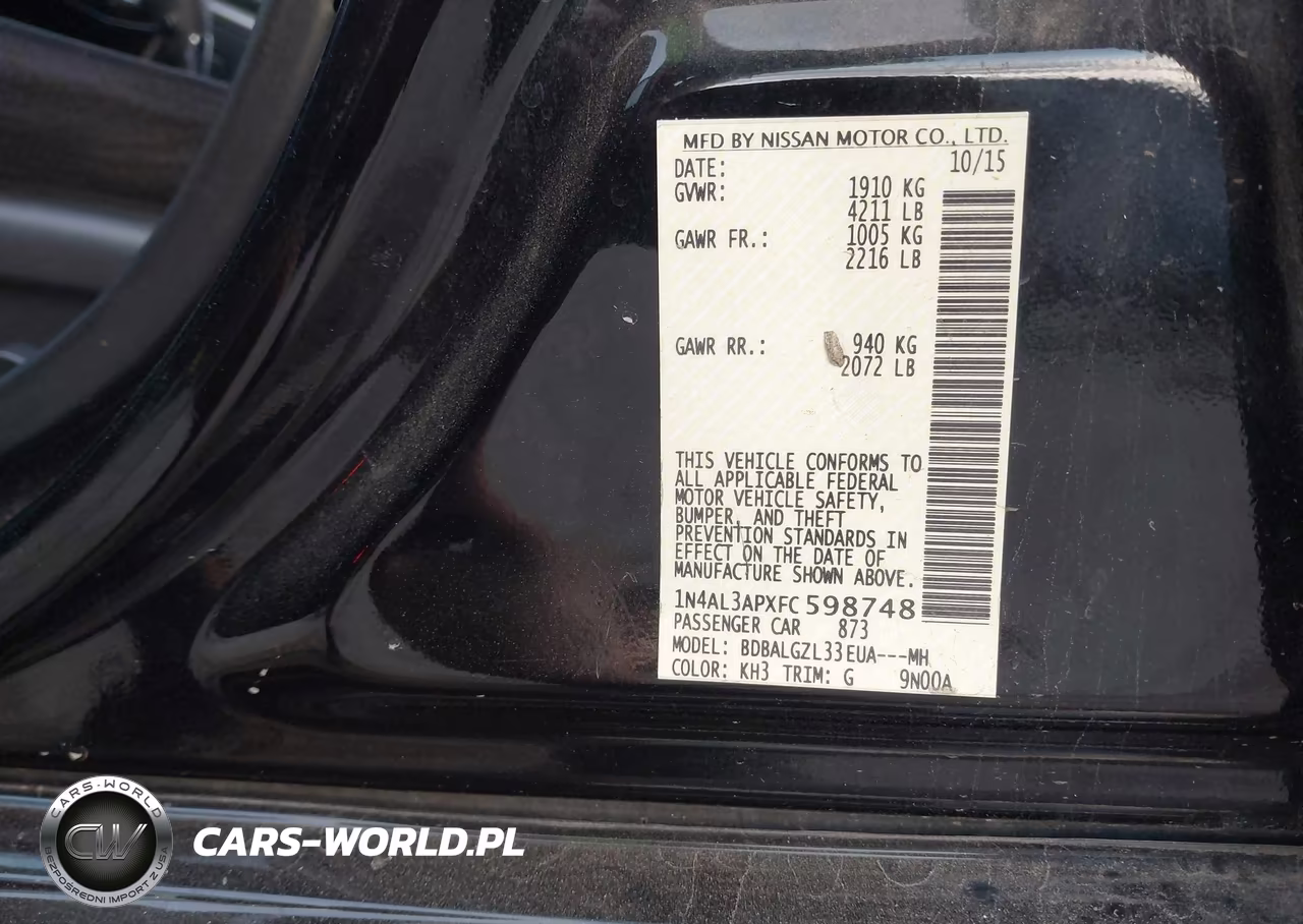 2015 Nissan Altima 2.5 S VIN:1N4AL3APXFC598748 - 8