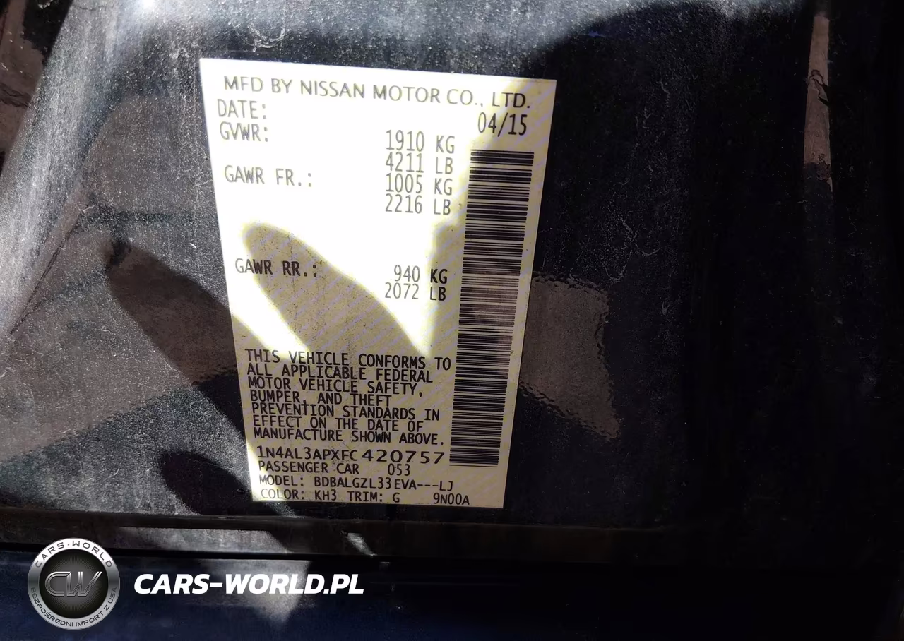 2015 Nissan Altima 2.5 S VIN:1N4AL3APXFC420757 - 9