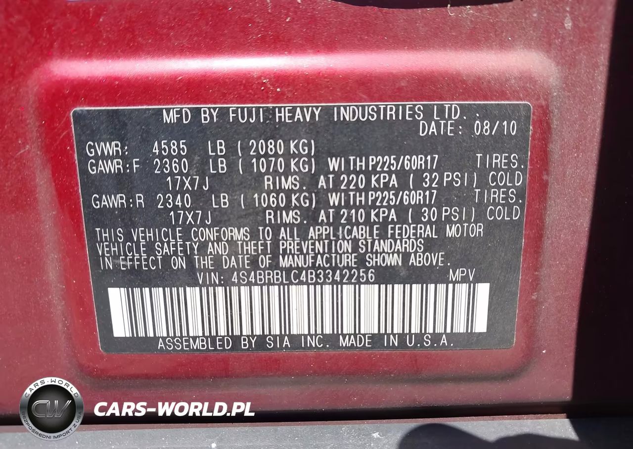 2011 Subaru Outback 2.5I Limited VIN:4S4BRBLC4B3342256 - 9