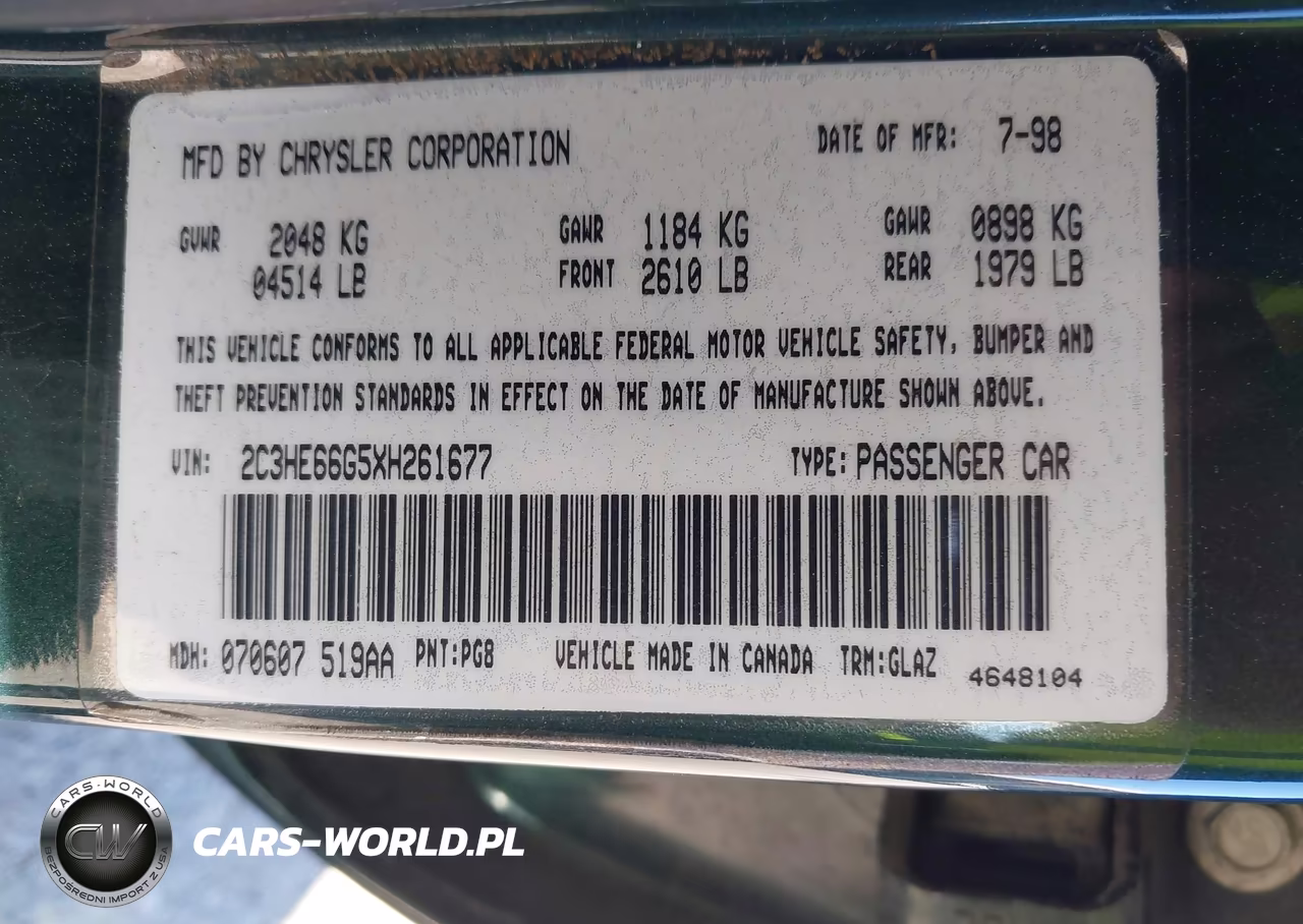 1999 Chrysler 300M VIN:2C3HE66G5XH261677 - 9