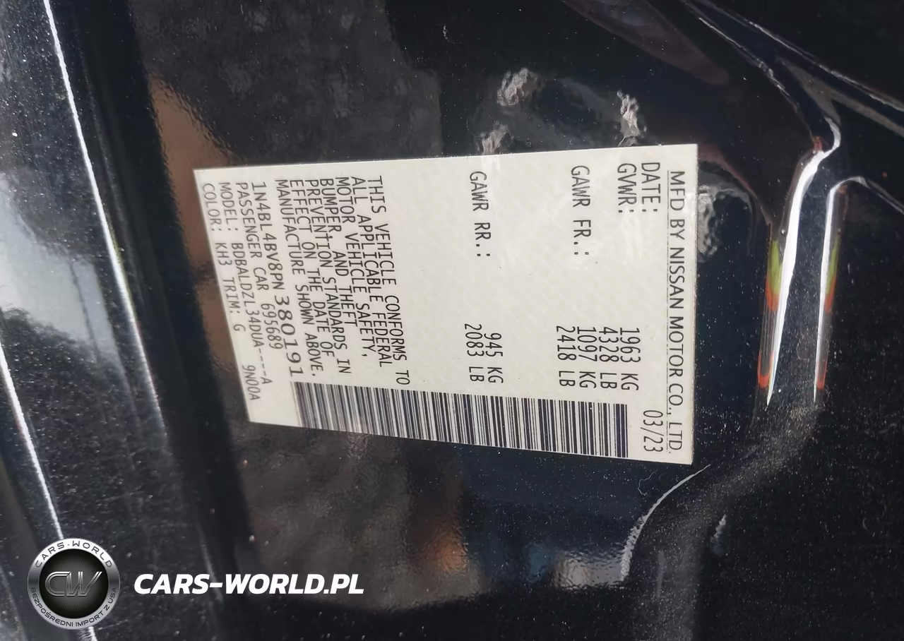 2023 Nissan Altima S Fwd VIN:1N4BL4BV8PN380191 - 9