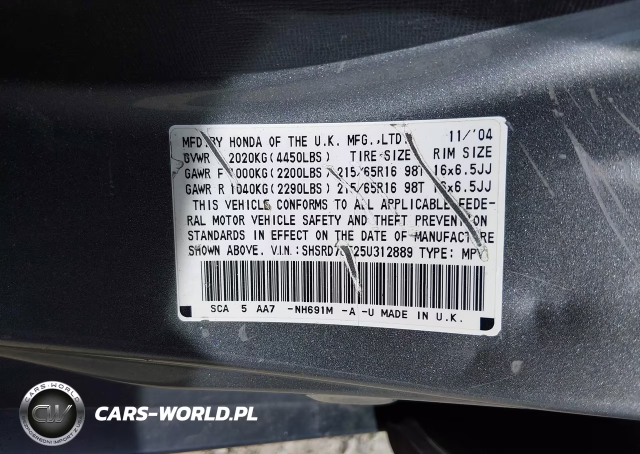 2005 Honda Cr-V Lx VIN:SHSRD78525U312889 - 9