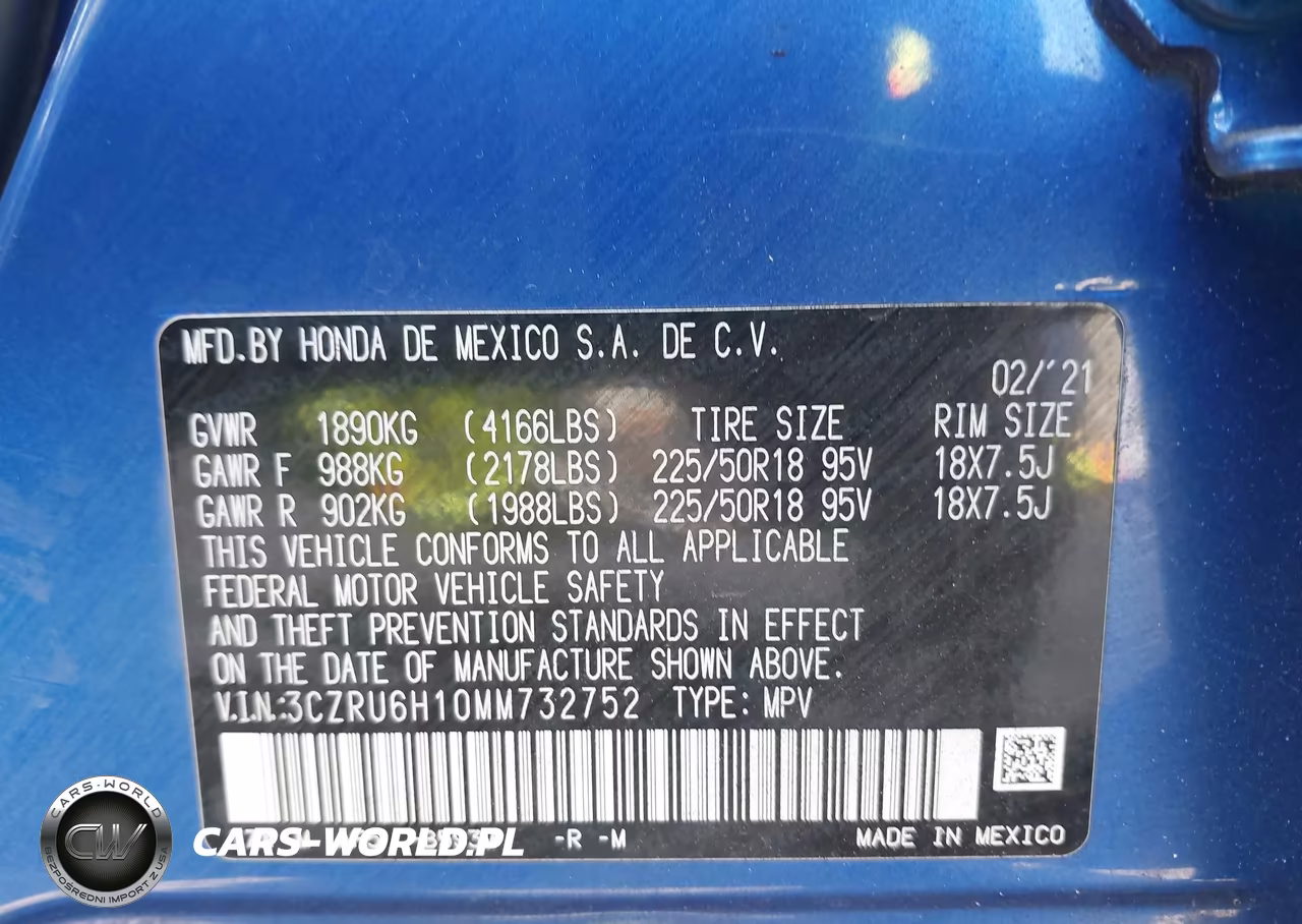 2021 Honda Hr-V Awd Sport VIN:3CZRU6H10MM732752 - 9