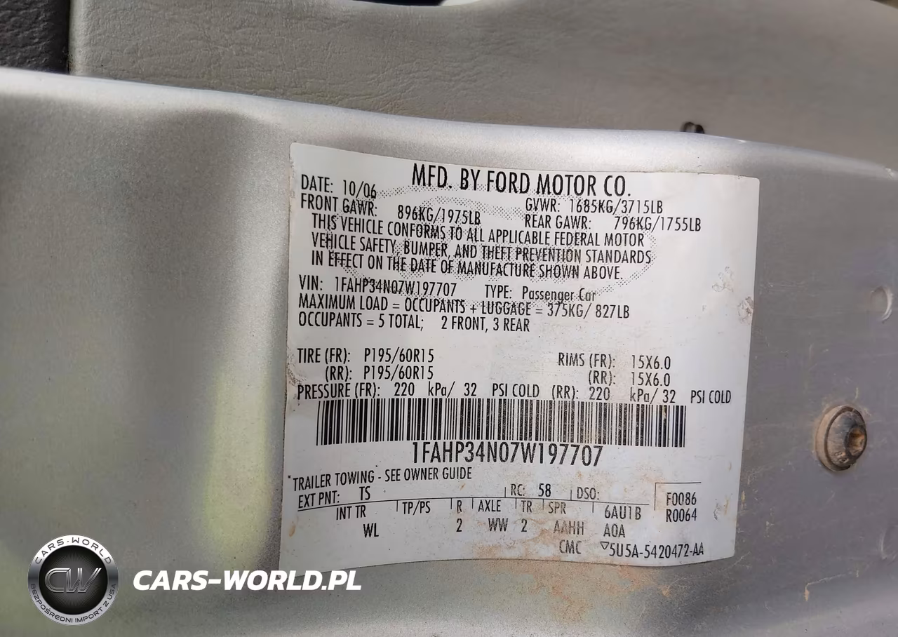 2007 Ford Focus S-Se-Ses VIN:1FAHP34N07W197707 - 9