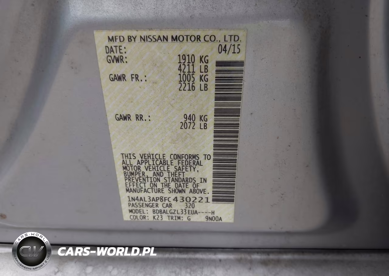 2015 Nissan Altima 2.5 S VIN:1N4AL3AP8FC430221 - 9