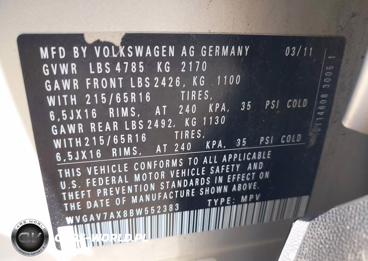 2011 Volkswagen Tiguan S VIN:WVGAV7AX8BW552383 - 9
