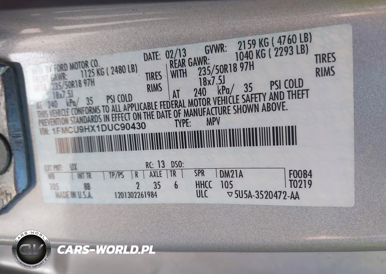 2013 Ford Escape Sel VIN:1FMCU9HX1DUC90430 - 9