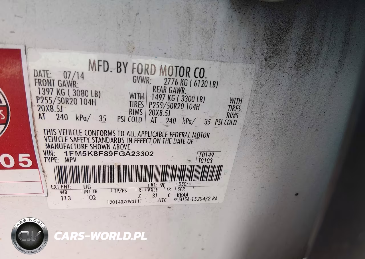 2015 Ford Explorer Limited VIN:1FM5K8F89FGA23302 - 9